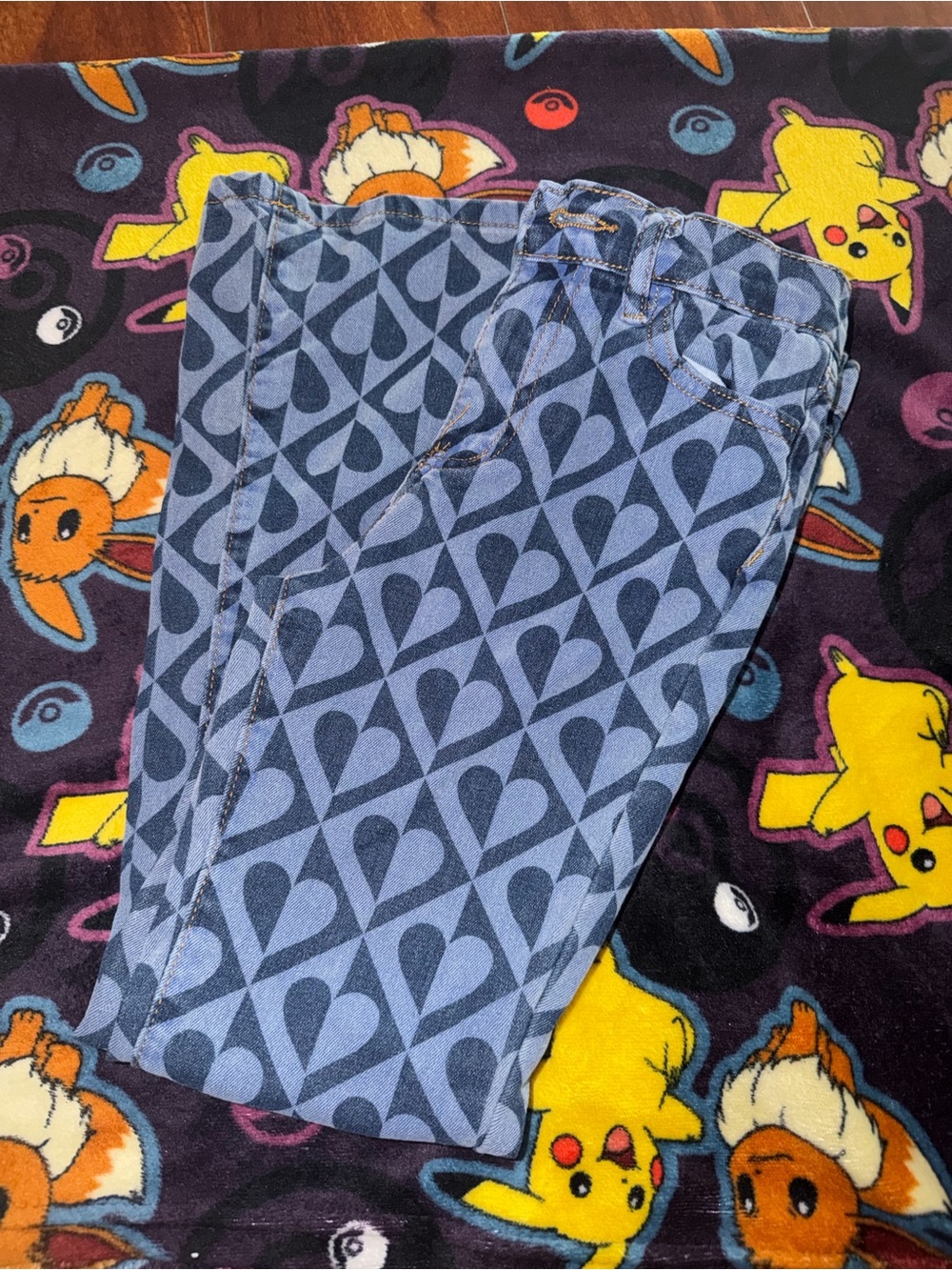 Kids Blue Heart-Print Bottoms